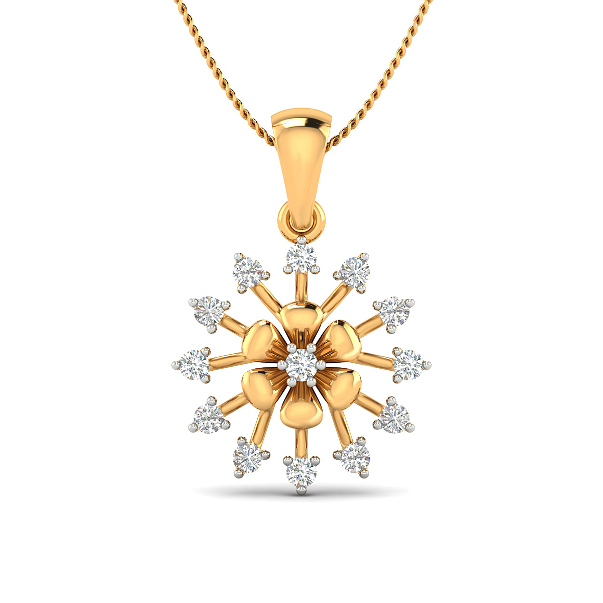 PD-M00613 Glorious Flower sparkling pendant (Without Chain) - Image 1